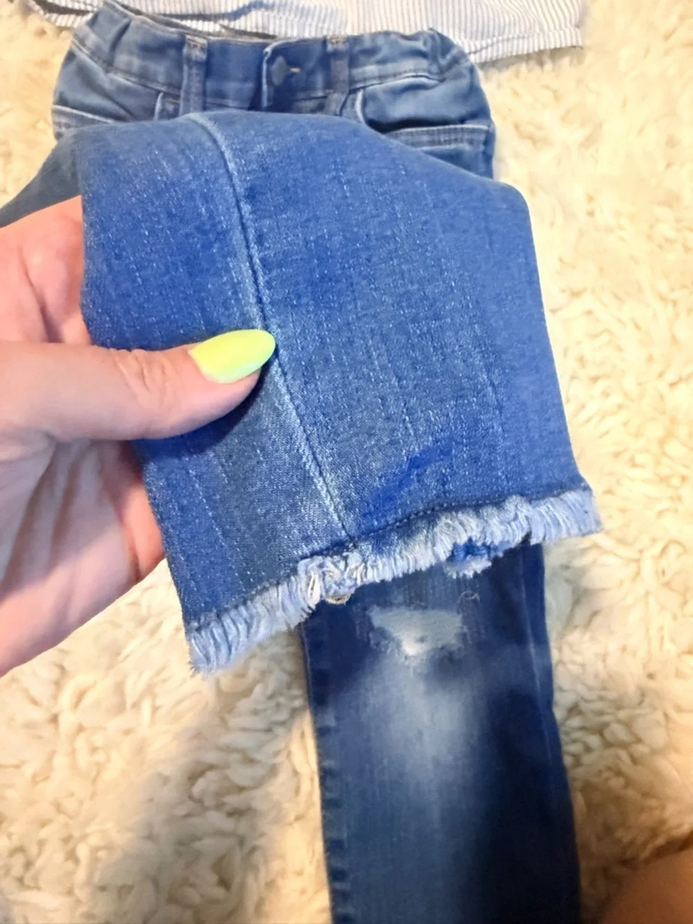 OshKosh B'gosh Blue Striped Top with Denim Waistband